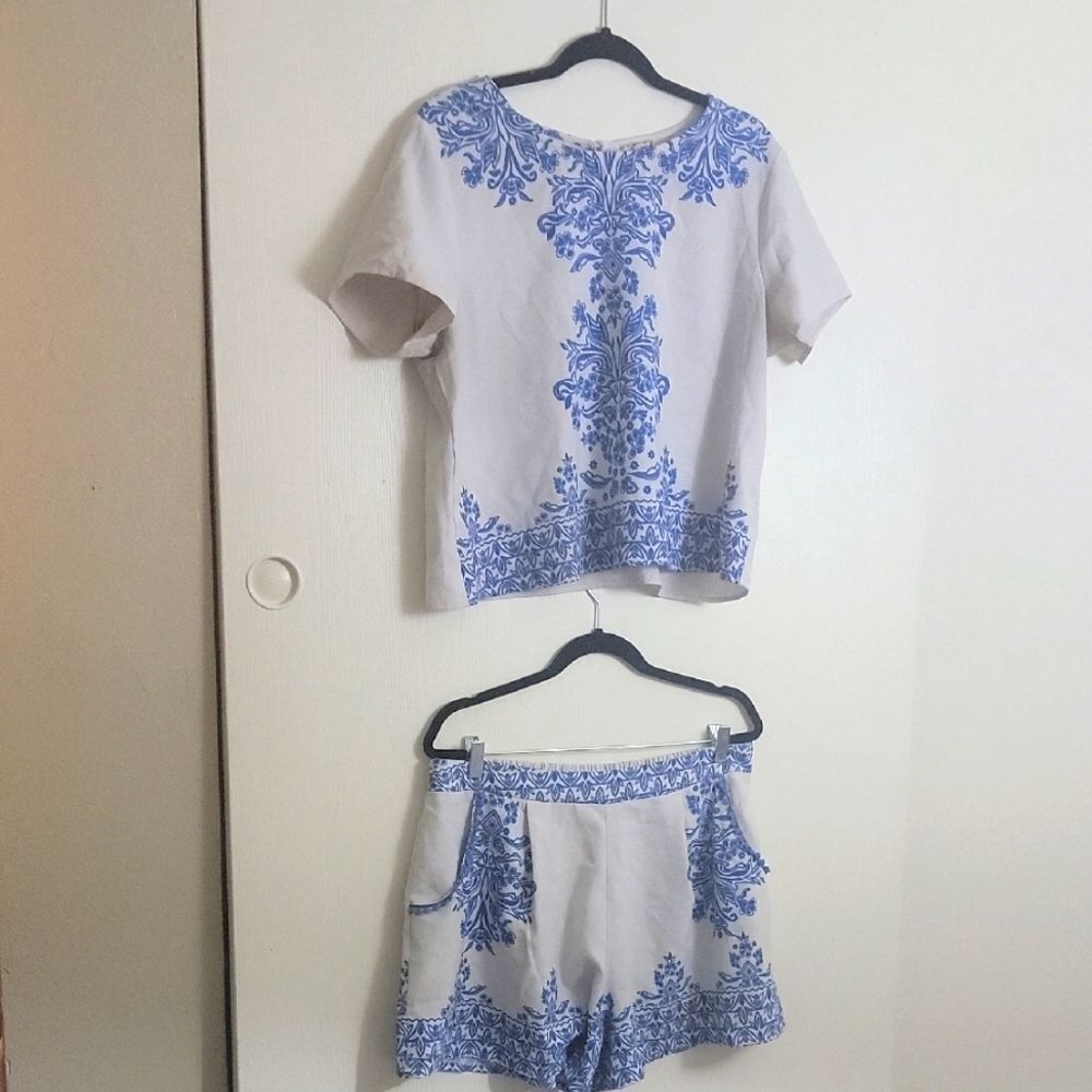 Blue and White Two-Piece Set